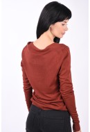 Women Cardigan Selected Slfstinna Knit Deep V Smoked Paprika